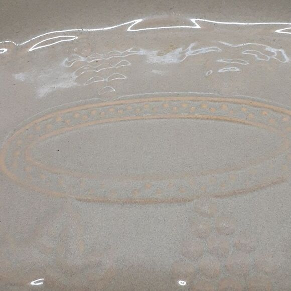 Ceramic Gray Decorative Display Bowl Embossed Textured Fruit Bottom - Picture 2 of 8